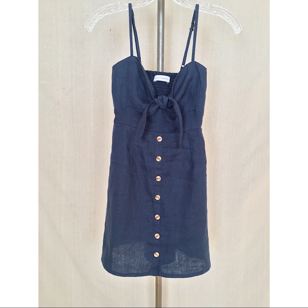 Tie Front Linen Mini Dress
